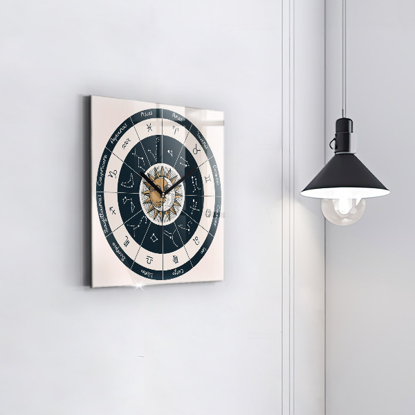 Zegar ścienny nowoczesny Gwiazdozbiory zodiaki na niebieskim tle