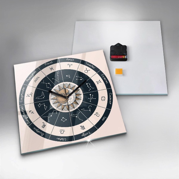 Zegar ścienny nowoczesny Gwiazdozbiory zodiaki na niebieskim tle