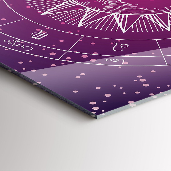 Zegar ścienny nowoczesny Gwiazdozbiory zodiaków na fioletowym tle