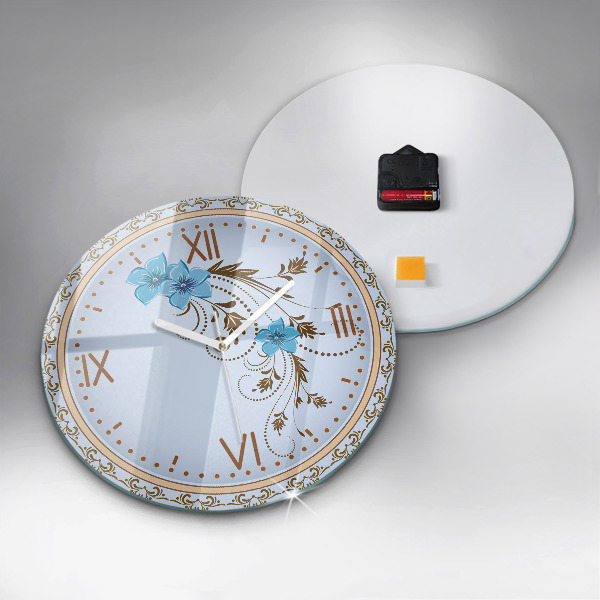 Zegar ścienny Niebieskie kwiaty