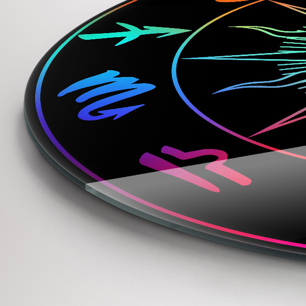 Zegar ścienny Tęczowe znaki zodiaku i słońce