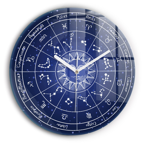 Zegar ścienny Gwiazdozbiory zodiaków na niebiebieskim tle