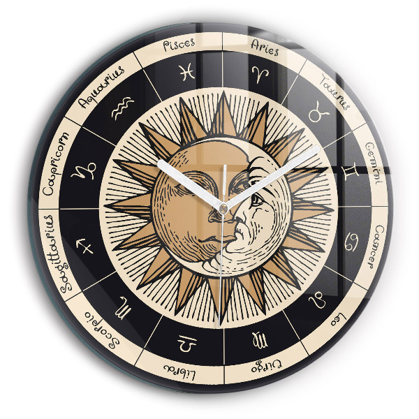 Zegar ścienny Słońce i zodiaki